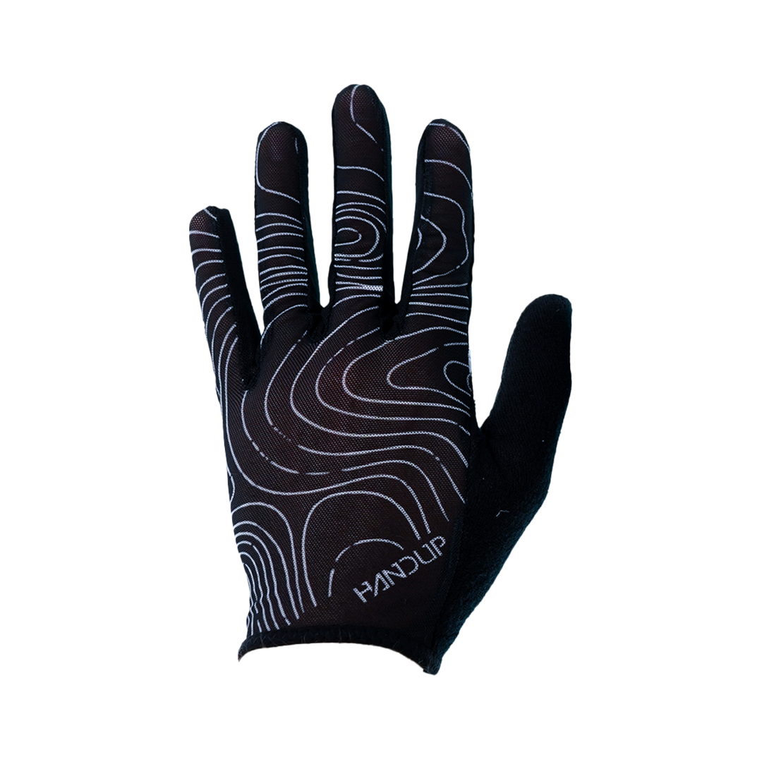 Black glove with white pattern on a white background
