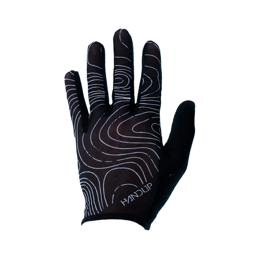 Black glove with white pattern on a white background