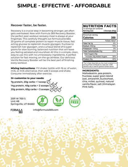 Formula 369 Recovery-Booster - Vegan 3:1 carb to protein mix