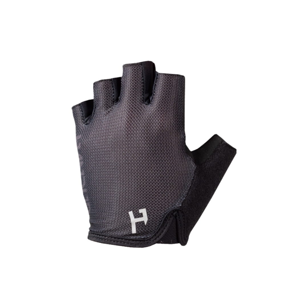 Black glove with a logo on a white background