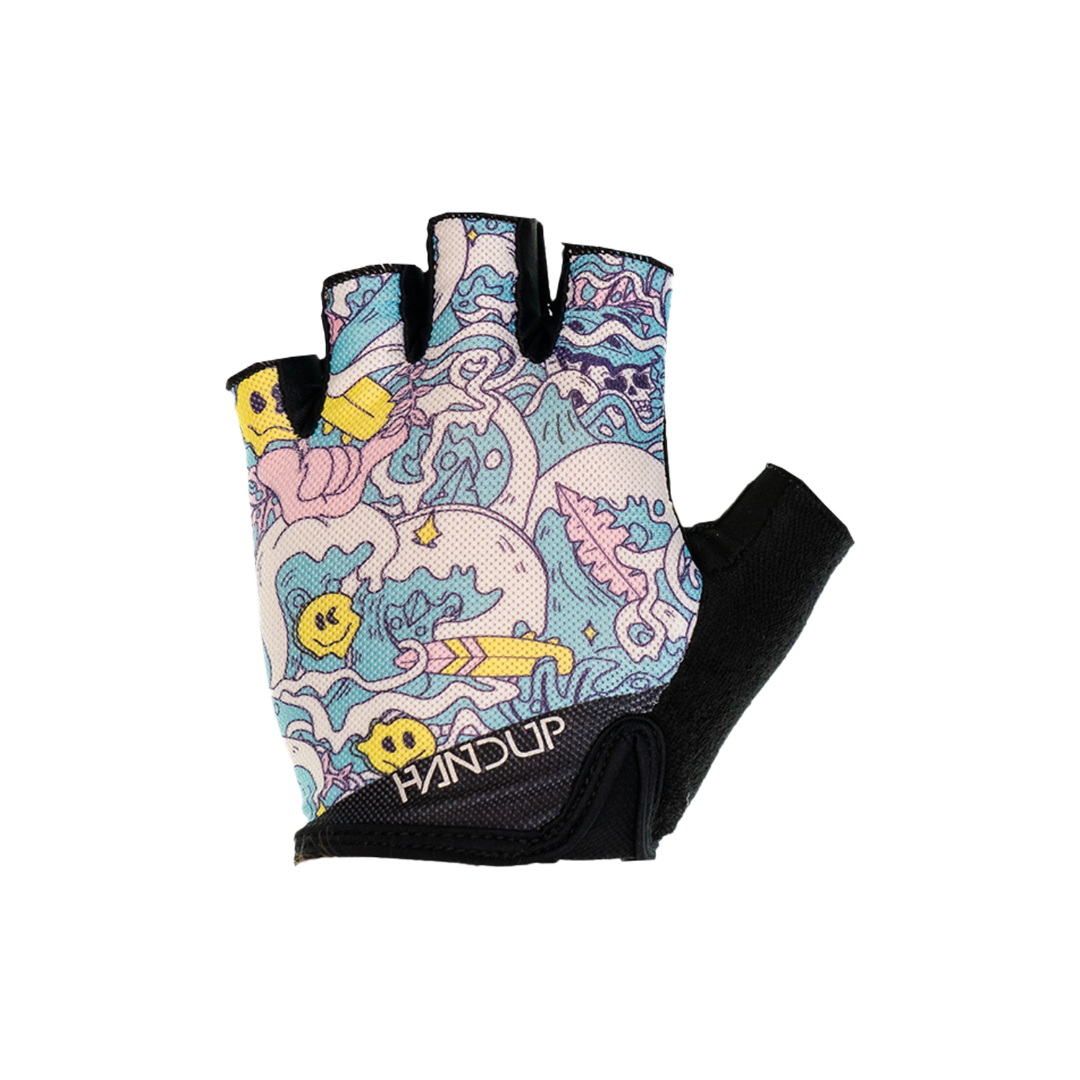 Gloves with colorful design on a white background