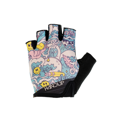 Gloves with colorful design on a white background
