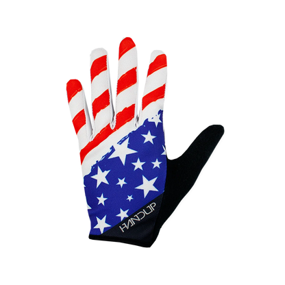 Glove with American flag design on a white background