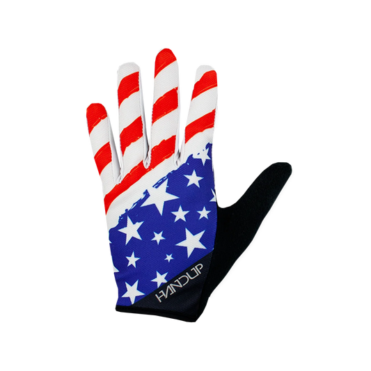 Glove with American flag design on a white background