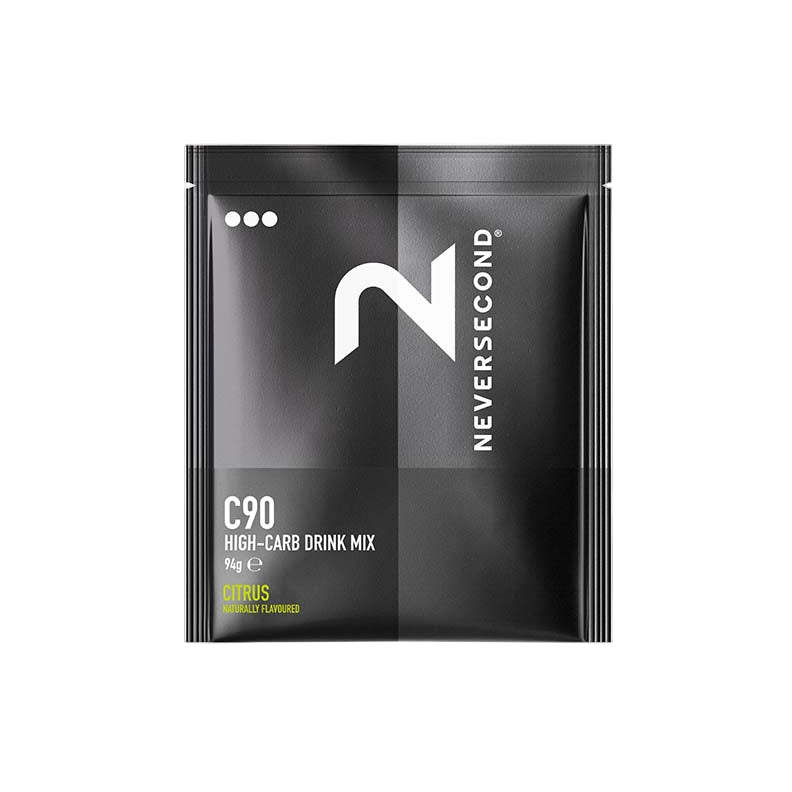Neversecond C90 High-Carb Drink Mix package on a white background