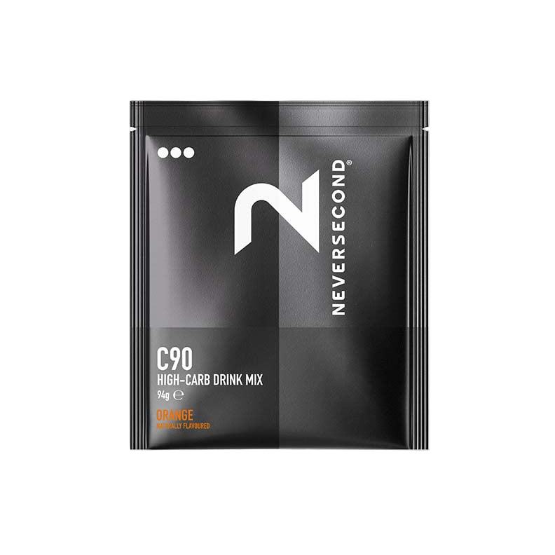 Neversecond C90 High-Carb Drink Mix package on a white background